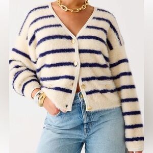 J Crew textured blue and cream sweater. Worn literally one time!